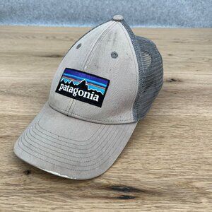 Patagonia Unisex Trucker Hat One Size Tan Patch Embroidered Logo Adjustable